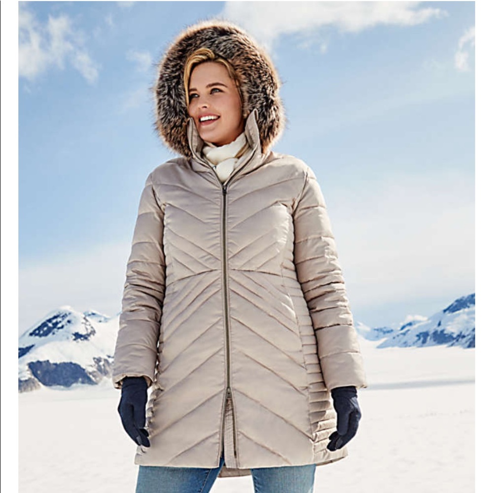 NWT BLACK Lands end Insulated Plush Lined Winter Coat